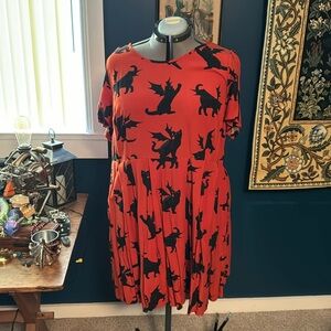 Gently Used ModCloth Bat Cat Dress With Pockets In Size 22.
